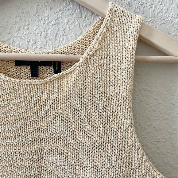 Theory Top Sleeveless Shell Merletto Tank Scoop Knit Fisherman Casual Chic Large - Picture 7 of 10